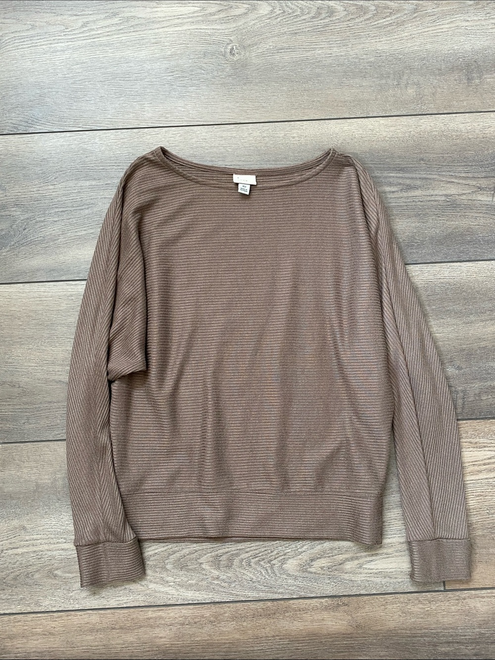 a new day Brown Ribbed Boatneck Shirt